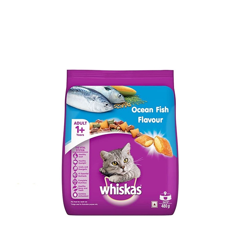 WHISKAS Ocean Fish Dry Cat Food Adult 480