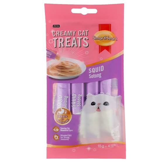 SmartHeart Lickable Creamy Cat Treat – Squid Flavor 4*15g