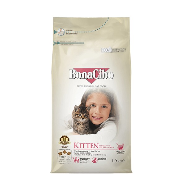 Bonacibo Premium Kitten Food Chicken, Anchovy & Rice 1.5KG