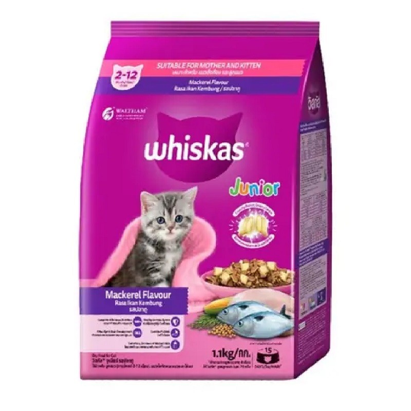 Whiskas Dry Cat Food Junior Mackerel 1.1kg