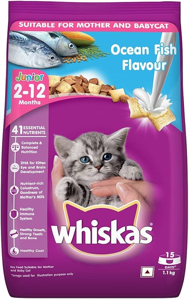 WHISKAS Dry Cat Food Junior Ocean Fish 1.1Kg Cat Dry Food